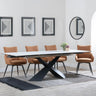 Hayden White Ceramic Extending Dining Set - Ace Orange Fabric Swivel Dining Chair - Get 2 Chairs Free