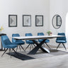 Hayden White Ceramic Extending Dining Set - Arctic Blue Velvet Fabric Swivel Dining Chair - Get 2 Chairs Free-3