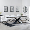 Hayden White Ceramic Extending Dining Set - Arctic Cream Velvet Fabric Swivel Dining Chair - Get 2 Chairs Free-4