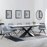 Hayden White Ceramic Extending Dining Set - Arctic Grey Velvet Fabric Swivel Dining Chair - Get 2 Chairs Free-2