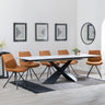 Hayden White Ceramic Extending Dining Set - Boden Orange Fabric Swivel Dining Chair - Get 2 Chairs Free-4