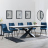 Hayden White Ceramic Extending Dining Set - Corona Blue Fabric Dining Chair-5