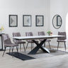 Hayden White Ceramic Extending Dining Set - Corona Camel Fabric Dining Chair-4