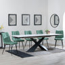 Hayden White Ceramic Extending Dining Set - Corona Green Fabric Dining Chair-6
