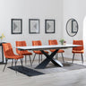 Hayden White Ceramic Extending Dining Set - Corona Orange Fabric Dining Chair-2