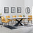 Hayden White Ceramic Extending Dining Set - Corona Yellow Fabric Dining Chair