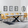 Hayden White Ceramic Extending Dining Set - Corona Yellow Fabric Dining Chair