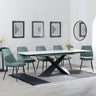 Hayden White Ceramic Extending Dining Set - Darwin Green Fabric Dining Chair-4