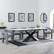 Hayden White Ceramic Extending Dining Set - Kiefer Grey Boucle Fabric Dining Chair