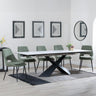 Hayden White Ceramic Extending Dining Set - Peyton Green Fabric Dining Chair-3