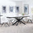 Sutton White Ceramic Extending Dining Set - Arctic Cream Velvet Fabric Swivel Dining Chair-4