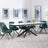 Sutton White Ceramic Extending Dining Set - Arctic Green Velvet Fabric Swivel Dining Chair-2