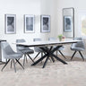 Sutton White Ceramic Extending Dining Set - Arctic Grey Velvet Fabric Swivel Dining Chair-3