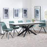 Sutton White Ceramic Extending Dining Set - Boden Green Fabric Swivel Dining Chair-5