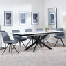 Sutton White Ceramic Extending Dining Set - Boden Grey Fabric Swivel Dining Chair-6