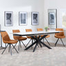 Sutton White Ceramic Extending Dining Set - Boden Orange Fabric Swivel Dining Chair-4