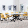 Sutton White Ceramic Extending Dining Set - Boden Yellow Fabric Swivel Dining Chair