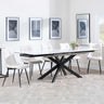 Sutton White Ceramic Extending Dining Set - Corona Beige Fabric Dining Chair-4