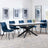 Sutton White Ceramic Extending Dining Set - Corona Blue Fabric Dining Chair-6