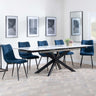 Sutton White Ceramic Extending Dining Set - Corona Blue Fabric Dining Chair-6