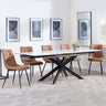 Sutton White Ceramic Extending Dining Set - Corona Brown Fabric Dining Chair-8