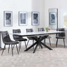 Sutton White Ceramic Extending Dining Set - Corona Grey Fabric Dining Chair-9