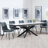 Sutton White Ceramic Extending Dining Set - Corona Light Grey Fabric Dining Chair-7