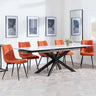 Sutton White Ceramic Extending Dining Set - Corona Orange Fabric Dining Chair-3