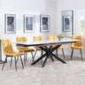 Sutton White Ceramic Extending Dining Set - Corona Yellow Fabric Dining Chair-2
