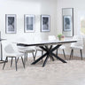Sutton White Ceramic Extending Dining Set - Darwin Cream Fabric Dining Chair-2