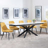 Sutton White Ceramic Extending Dining Set - Darwin Yellow Fabric Dining Chair-3