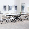 Sutton White Ceramic Extending Dining Set - Ion Beige Velvet Fabric Swivel Dining Chair-3