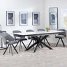 Sutton White Ceramic Extending Dining Set - Ion Dark Grey Velvet Fabric Swivel Dining Chair-4