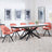 Sutton White Ceramic Extending Dining Set - Ion Orange Velvet Fabric Swivel Dining Chair-2