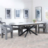 Sutton White Ceramic Extending Dining Set - Kiefer Grey Boucle Fabric Dining Chair-2