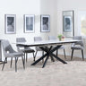 Sutton White Ceramic Extending Dining Set - Peyton Grey Fabric Dining Chair-2