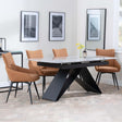 Westin Grey Ceramic Extending Dining Set - Ace Orange Fabric Swivel Dining Chair