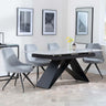 Westin Grey Ceramic Extending Dining Set - Arctic Grey Velvet Fabric Swivel Dining Chair-3