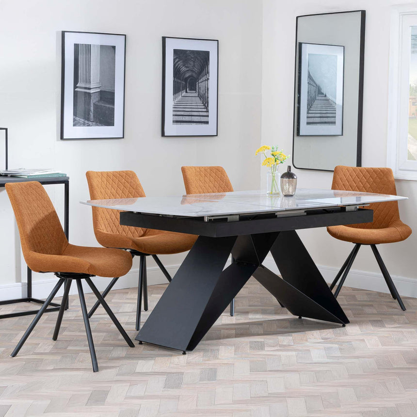 Westin Grey Ceramic Extending Dining Set - Boden Orange Fabric Swivel Dining Chair-4