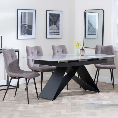 Westin Grey Ceramic Extending Dining Set - Corona Camel Fabric Dining Chair-5