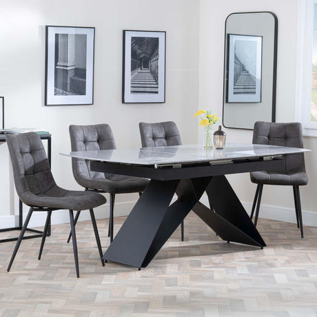 Westin Grey Ceramic Extending Dining Set - Corona Grey Fabric Dining Chair-9