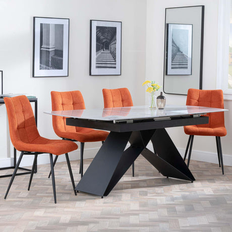Westin Grey Ceramic Extending Dining Set - Corona Orange Fabric Dining Chair-3
