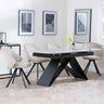 Westin Grey Ceramic Extending Dining Set - Ion Beige Velvet Fabric Swivel Dining Chair-3