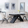 Westin Grey Ceramic Extending Dining Set - Ion Beige Velvet Fabric Swivel Dining Chair-3