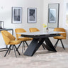 Westin Grey Ceramic Extending Dining Set - Ion Mustard Velvet Fabric Swivel Dining Chair