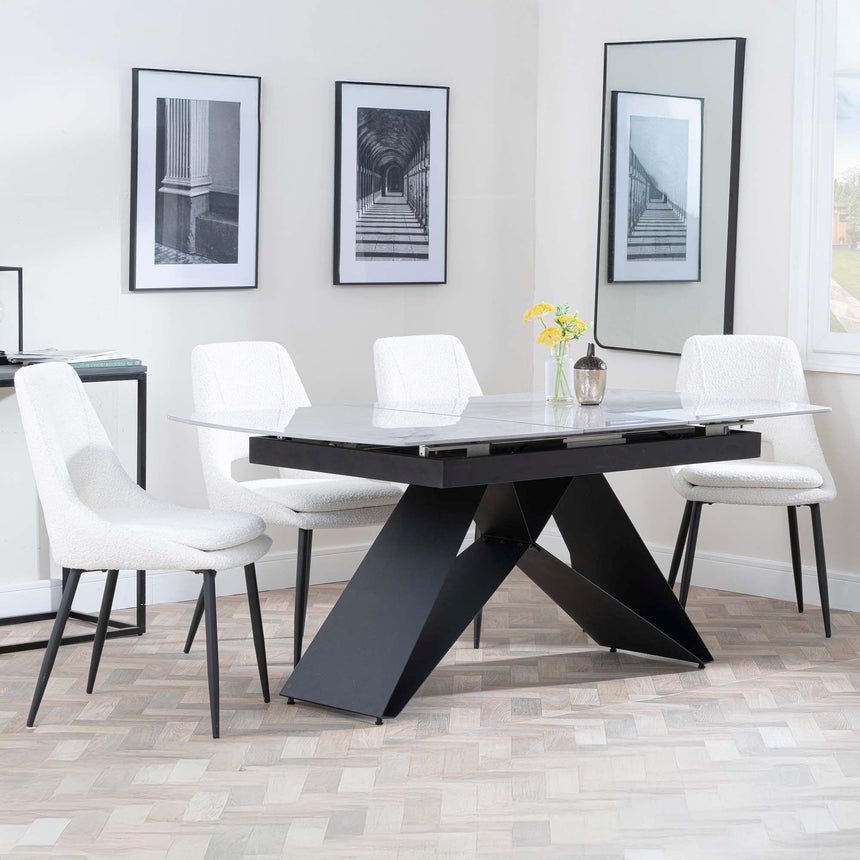 Westin Grey Ceramic Extending Dining Set - Peyton Cream Fabric Dining Chair-4
