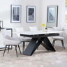 Westin White Ceramic Extending Dining Set - Ace Beige Fabric Swivel Dining Chair-3