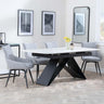 Westin White Ceramic Extending Dining Set - Ace Grey Fabric Swivel Dining Chair-2