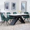 Westin White Ceramic Extending Dining Set - Arctic Green Velvet Fabric Swivel Dining Chair-2