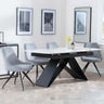 Westin White Ceramic Extending Dining Set - Arctic Grey Velvet Fabric Swivel Dining Chair-3